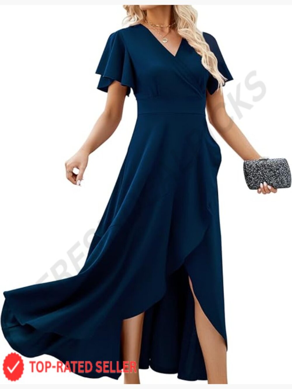 Long Black Formal Dresses for Women Evening Party Cocktail Gown Split Elegant V